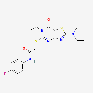 2-{[2-(diethylamino)-7-oxo-6-(propan-2-yl)-6,7-dihydro[1,3]thiazolo[4,5-d]pyrimidin-5-yl]sulfanyl}-N-(4-fluorophenyl)acetamide