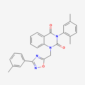 molecular formula C26H22N4O3 B11202168 3-(2,5-dimethylphenyl)-1-((3-(m-tolyl)-1,2,4-oxadiazol-5-yl)methyl)quinazoline-2,4(1H,3H)-dione 