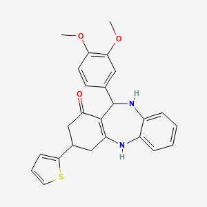 11-(3,4-Dimethoxyphenyl)-3-(2-thienyl)-2,3,4,5,10,11-hexahydro-1H-dibenzo[B,E][1,4]diazepin-1-one