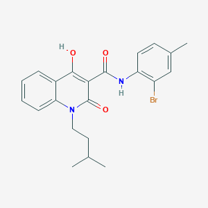 molecular formula C22H23BrN2O3 B11202281 N-(2-bromo-4-methylphenyl)-4-hydroxy-1-(3-methylbutyl)-2-oxo-1,2-dihydroquinoline-3-carboxamide 