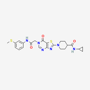 N-cyclopropyl-1-[6-(2-{[3-(methylsulfanyl)phenyl]amino}-2-oxoethyl)-7-oxo-6,7-dihydro[1,3]thiazolo[4,5-d]pyrimidin-2-yl]piperidine-4-carboxamide