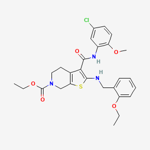 molecular formula C27H30ClN3O5S B11202347 ethyl 3-[(5-chloro-2-methoxyphenyl)carbamoyl]-2-[(2-ethoxybenzyl)amino]-4,7-dihydrothieno[2,3-c]pyridine-6(5H)-carboxylate 