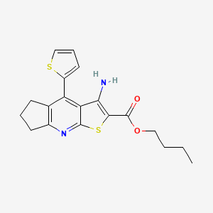 molecular formula C19H20N2O2S2 B11202387 Butyl 3-amino-4-(2-thienyl)-6,7-dihydro-5H-cyclopenta[B]thieno[3,2-E]pyridine-2-carboxylate 