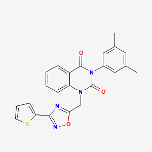 molecular formula C23H18N4O3S B11202394 3-(3,5-dimethylphenyl)-1-((3-(thiophen-2-yl)-1,2,4-oxadiazol-5-yl)methyl)quinazoline-2,4(1H,3H)-dione 