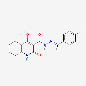 molecular formula C17H16FN3O3 B11202409 N'-[(E)-(4-fluorophenyl)methylidene]-4-hydroxy-2-oxo-1,2,5,6,7,8-hexahydroquinoline-3-carbohydrazide 