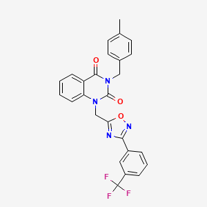 molecular formula C26H19F3N4O3 B11202414 3-(4-methylbenzyl)-1-((3-(3-(trifluoromethyl)phenyl)-1,2,4-oxadiazol-5-yl)methyl)quinazoline-2,4(1H,3H)-dione 