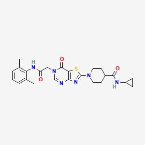 N-Cyclopropyl-1-(6-{[(2,6-dimethylphenyl)carbamoyl]methyl}-7-oxo-6H,7H-[1,3]thiazolo[4,5-D]pyrimidin-2-YL)piperidine-4-carboxamide