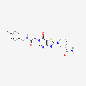 N-Ethyl-1-[6-({[(4-methylphenyl)methyl]carbamoyl}methyl)-7-oxo-6H,7H-[1,3]thiazolo[4,5-D]pyrimidin-2-YL]piperidine-3-carboxamide