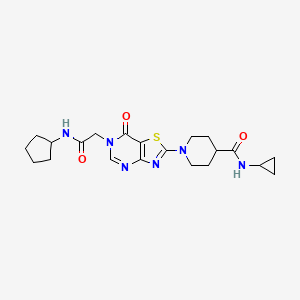 1-{6-[2-(cyclopentylamino)-2-oxoethyl]-7-oxo-6,7-dihydro[1,3]thiazolo[4,5-d]pyrimidin-2-yl}-N-cyclopropylpiperidine-4-carboxamide