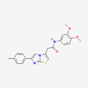 molecular formula C22H21N3O3S B11202641 N-(3,4-dimethoxyphenyl)-2-[6-(4-methylphenyl)imidazo[2,1-b][1,3]thiazol-3-yl]acetamide 