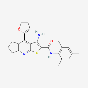 3-amino-4-(2-furyl)-N-mesityl-6,7-dihydro-5H-cyclopenta[b]thieno[3,2-e]pyridine-2-carboxamide