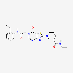 N-Ethyl-1-(6-{[(2-ethylphenyl)carbamoyl]methyl}-7-oxo-6H,7H-[1,3]thiazolo[4,5-D]pyrimidin-2-YL)piperidine-3-carboxamide