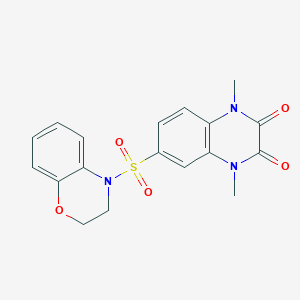 molecular formula C18H17N3O5S B11202700 6-(2,3-dihydro-4H-1,4-benzoxazin-4-ylsulfonyl)-1,4-dimethyl-1,4-dihydroquinoxaline-2,3-dione 