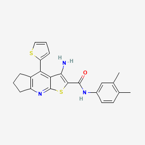 3-Amino-N-(3,4-dimethylphenyl)-4-(2-thienyl)-6,7-dihydro-5H-cyclopenta[B]thieno[3,2-E]pyridine-2-carboxamide