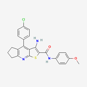 molecular formula C24H20ClN3O2S B11202779 3-amino-4-(4-chlorophenyl)-N-(4-methoxyphenyl)-6,7-dihydro-5H-cyclopenta[b]thieno[3,2-e]pyridine-2-carboxamide 