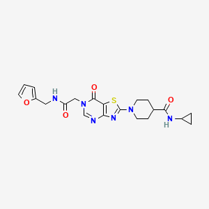 N-cyclopropyl-1-(6-{2-[(furan-2-ylmethyl)amino]-2-oxoethyl}-7-oxo-6,7-dihydro[1,3]thiazolo[4,5-d]pyrimidin-2-yl)piperidine-4-carboxamide