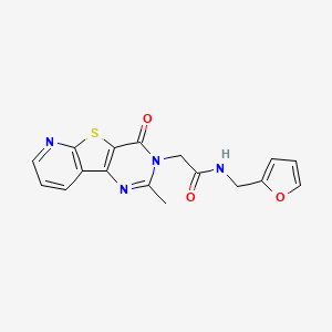 N-(furan-2-ylmethyl)-2-(4-methyl-6-oxo-8-thia-3,5,10-triazatricyclo[7.4.0.02,7]trideca-1(9),2(7),3,10,12-pentaen-5-yl)acetamide