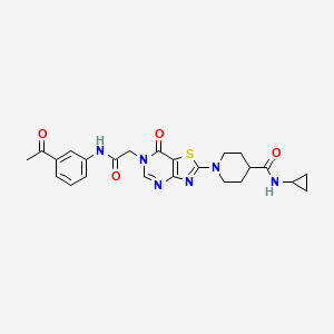 1-(6-{[(3-Acetylphenyl)carbamoyl]methyl}-7-oxo-6H,7H-[1,3]thiazolo[4,5-D]pyrimidin-2-YL)-N-cyclopropylpiperidine-4-carboxamide