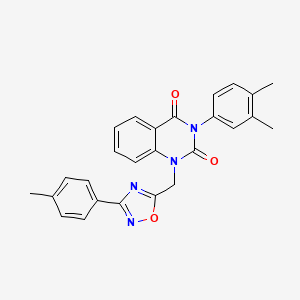 molecular formula C26H22N4O3 B11202856 3-(3,4-dimethylphenyl)-1-((3-(p-tolyl)-1,2,4-oxadiazol-5-yl)methyl)quinazoline-2,4(1H,3H)-dione 