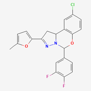 9-Chloro-5-(3,4-difluorophenyl)-2-(5-methyl-2-furyl)-1,10b-dihydropyrazolo[1,5-c][1,3]benzoxazine