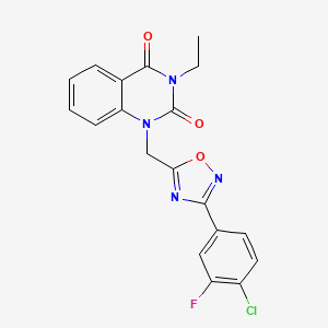 1-((3-(4-chloro-3-fluorophenyl)-1,2,4-oxadiazol-5-yl)methyl)-3-ethylquinazoline-2,4(1H,3H)-dione