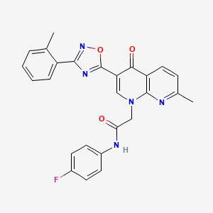 N-(4-fluorophenyl)-2-{7-methyl-3-[3-(2-methylphenyl)-1,2,4-oxadiazol-5-yl]-4-oxo-1,8-naphthyridin-1(4H)-yl}acetamide