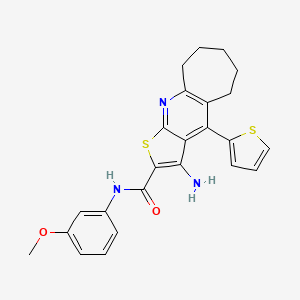 3-Amino-N-(3-methoxyphenyl)-4-(2-thienyl)-6,7,8,9-tetrahydro-5H-cyclohepta[B]thieno[3,2-E]pyridine-2-carboxamide