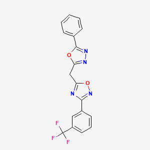 molecular formula C18H11F3N4O2 B11202959 5-[(5-Phenyl-1,3,4-oxadiazol-2-yl)methyl]-3-[3-(trifluoromethyl)phenyl]-1,2,4-oxadiazole 