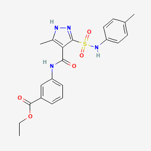 ethyl 3-(3-methyl-5-(N-(p-tolyl)sulfamoyl)-1H-pyrazole-4-carboxamido)benzoate