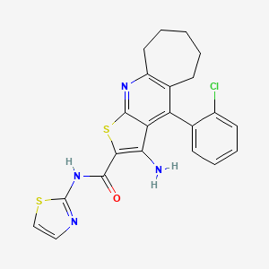 3-amino-4-(2-chlorophenyl)-N-(1,3-thiazol-2-yl)-6,7,8,9-tetrahydro-5H-cyclohepta[b]thieno[3,2-e]pyridine-2-carboxamide