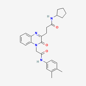 N-cyclopentyl-3-(4-(2-((3,4-dimethylphenyl)amino)-2-oxoethyl)-3-oxo-3,4-dihydroquinoxalin-2-yl)propanamide