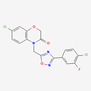 7-chloro-4-((3-(4-chloro-3-fluorophenyl)-1,2,4-oxadiazol-5-yl)methyl)-2H-benzo[b][1,4]oxazin-3(4H)-one