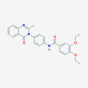 molecular formula C26H25N3O4 B11203114 3,4-diethoxy-N-(4-(2-methyl-4-oxoquinazolin-3(4H)-yl)phenyl)benzamide 