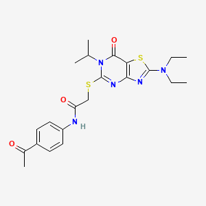 N-(4-acetylphenyl)-2-{[2-(diethylamino)-7-oxo-6-(propan-2-yl)-6,7-dihydro[1,3]thiazolo[4,5-d]pyrimidin-5-yl]sulfanyl}acetamide