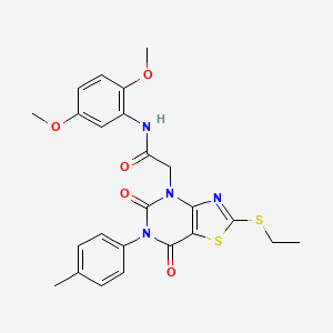 molecular formula C24H24N4O5S2 B11203148 N-(2,5-dimethoxyphenyl)-2-(2-(ethylthio)-5,7-dioxo-6-(p-tolyl)-6,7-dihydrothiazolo[4,5-d]pyrimidin-4(5H)-yl)acetamide 