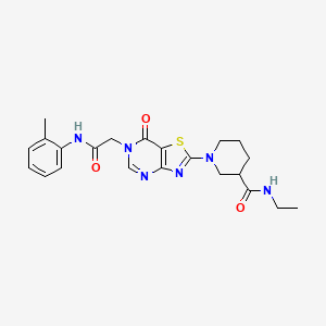 N-Ethyl-1-(6-{[(2-methylphenyl)carbamoyl]methyl}-7-oxo-6H,7H-[1,3]thiazolo[4,5-D]pyrimidin-2-YL)piperidine-3-carboxamide