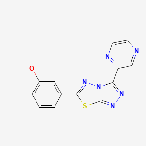 molecular formula C14H10N6OS B11203178 6-(3-Methoxyphenyl)-3-(pyrazin-2-yl)[1,2,4]triazolo[3,4-b][1,3,4]thiadiazole 