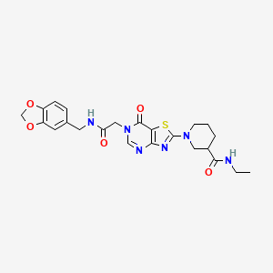 1-[6-({[(2H-1,3-Benzodioxol-5-YL)methyl]carbamoyl}methyl)-7-oxo-6H,7H-[1,3]thiazolo[4,5-D]pyrimidin-2-YL]-N-ethylpiperidine-3-carboxamide