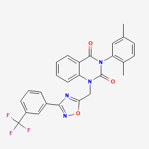 molecular formula C26H19F3N4O3 B11203227 3-(2,5-dimethylphenyl)-1-((3-(3-(trifluoromethyl)phenyl)-1,2,4-oxadiazol-5-yl)methyl)quinazoline-2,4(1H,3H)-dione 