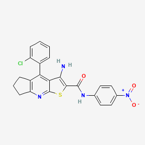 molecular formula C23H17ClN4O3S B11203262 3-amino-4-(2-chlorophenyl)-N-(4-nitrophenyl)-6,7-dihydro-5H-cyclopenta[b]thieno[3,2-e]pyridine-2-carboxamide 