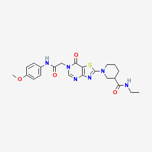 N-Ethyl-1-(6-{[(4-methoxyphenyl)carbamoyl]methyl}-7-oxo-6H,7H-[1,3]thiazolo[4,5-D]pyrimidin-2-YL)piperidine-3-carboxamide