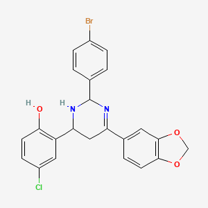 molecular formula C23H18BrClN2O3 B11203453 2-[6-(1,3-Benzodioxol-5-yl)-2-(4-bromophenyl)-2,3,4,5-tetrahydropyrimidin-4-yl]-4-chlorophenol 