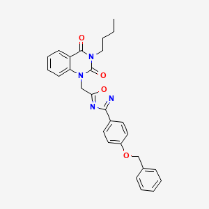 molecular formula C28H26N4O4 B11203541 1-((3-(4-(benzyloxy)phenyl)-1,2,4-oxadiazol-5-yl)methyl)-3-butylquinazoline-2,4(1H,3H)-dione 