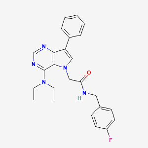 2-[4-(diethylamino)-7-phenyl-5H-pyrrolo[3,2-d]pyrimidin-5-yl]-N-[(4-fluorophenyl)methyl]acetamide