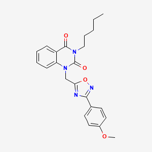 molecular formula C23H24N4O4 B11203574 1-((3-(4-methoxyphenyl)-1,2,4-oxadiazol-5-yl)methyl)-3-pentylquinazoline-2,4(1H,3H)-dione 