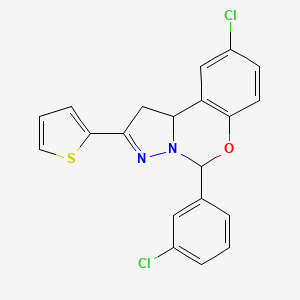 9-Chloro-5-(3-chlorophenyl)-2-(thiophen-2-yl)-1,10b-dihydropyrazolo[1,5-c][1,3]benzoxazine