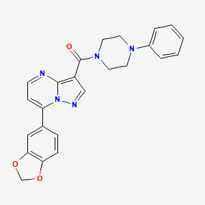 molecular formula C24H21N5O3 B11203606 [7-(1,3-Benzodioxol-5-yl)pyrazolo[1,5-a]pyrimidin-3-yl](4-phenylpiperazin-1-yl)methanone 