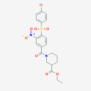 molecular formula C21H21BrN2O7S B11203627 Ethyl 1-[4-(4-bromobenzenesulfonyl)-3-nitrobenzoyl]piperidine-3-carboxylate CAS No. 440343-73-7