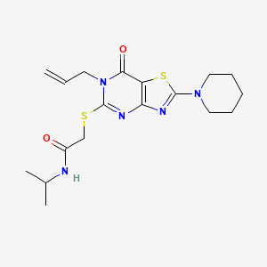 2-{[7-oxo-2-(piperidin-1-yl)-6-(prop-2-en-1-yl)-6,7-dihydro[1,3]thiazolo[4,5-d]pyrimidin-5-yl]sulfanyl}-N-(propan-2-yl)acetamide