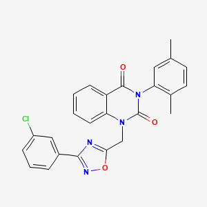 molecular formula C25H19ClN4O3 B11203644 1-((3-(3-chlorophenyl)-1,2,4-oxadiazol-5-yl)methyl)-3-(2,5-dimethylphenyl)quinazoline-2,4(1H,3H)-dione 